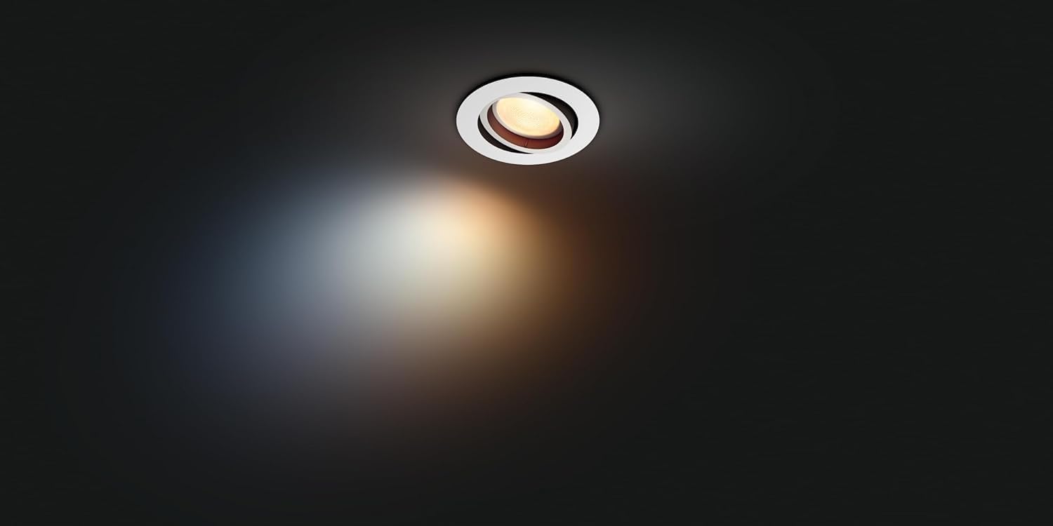 Philips Hue Milliskin White Ambiance, 3 spots encastrés connectés blanc (400 lm / 70 mm), lumière blanche chaude à froide, contrôlable via application, compatible Amazon Alexa, nouvelle génération