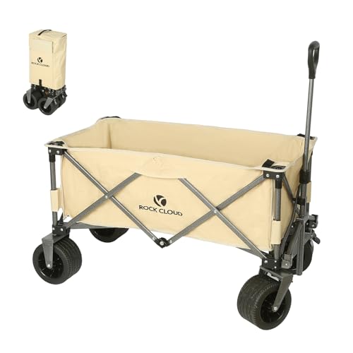 ROCK CLOUD Folding Wagon Cart Utility Outdoor Camping Carry Cart Heavy Duty Portable Collapsible Garden Cart with Universal Wheels and Adjustable Handle for Outdoor Camping Beach Sports by ROCK CLOUD - Used condition - US$53.03
