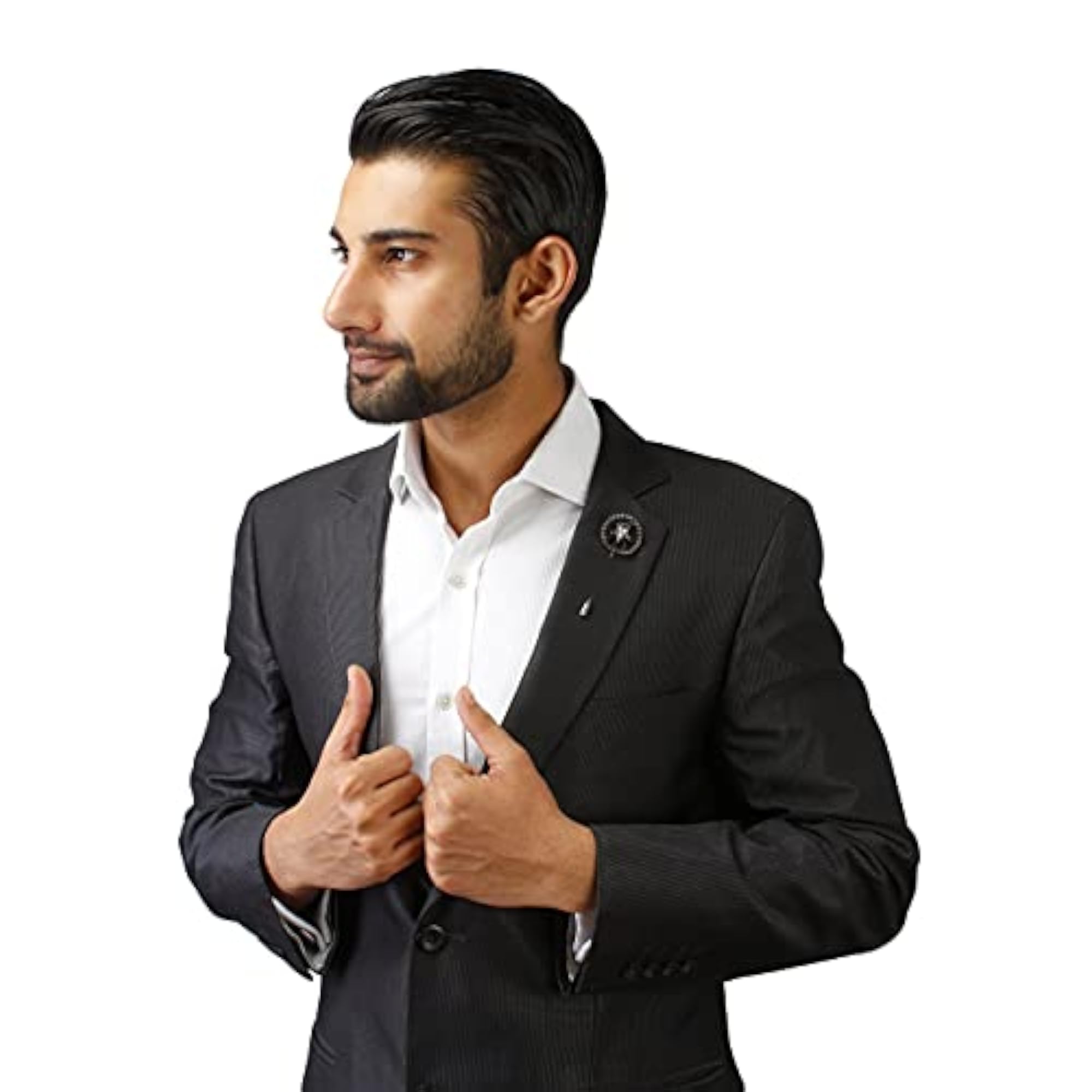 Men's Black Coloured Shining Star Brooch, Elegant Lapel Pin