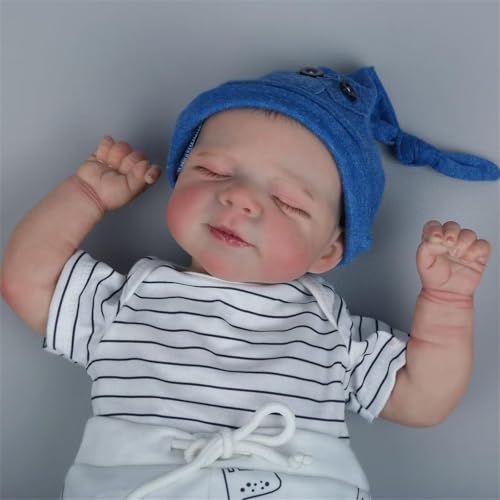 Reborn Baby Mädchen 48 cm/19 Zoll Reborn Puppe Realistische Handgefertigte Weichem Stoffkörper Babypuppen wie EIN Echtes Schlaf Baby Puppe Kinder von 3+ – Bild 3