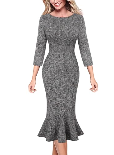 Image of VFSHOW Womens Vintage Elegant Cocktail Party Bodycon Pencil Mermaid Midi Mid-Calf Dress