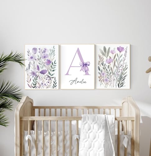 Chambre de bébé fille terne ? Découvrez notre triptyque lavande