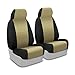 Coverking Custom Fit Front 50/50 Bucket Seat Cover for Select Nissan Titan Models - Neosupreme (Tan with Black Sides)