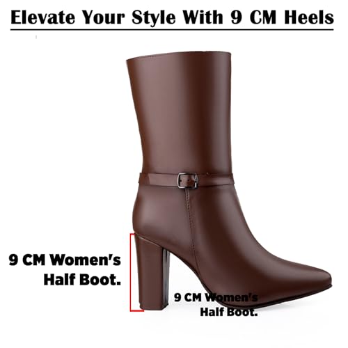 Image of BXXY Elegant Women's Mid-Calf Office, Winter Outings, and All Occasion Wear Boots with 9 CM Block Heel