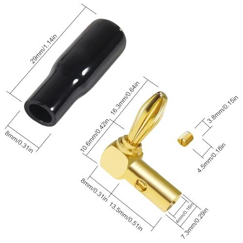 6 plugs banana ángulo derecho para cable de altavoz miniatura 3