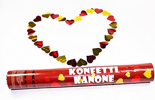 100 x Konfetti Kanone Rote und Goldene Herzen 40cm Konfettishooter Party Popper Konfetti Bombe STUWU