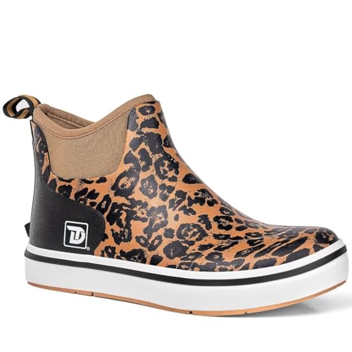 Women Deck Boots, Waterproof Rubber Fishing Rain Boots, Anti-slip Short Ankle Shoes for Outdoor Fishing Boating, Size 6-11