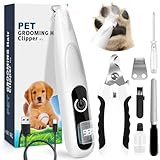 Dog Paw Trimmer with LED Light, Paw Trimmer for Dogs 0.8inch/20mm Wide Blade, Pet Hair Grooming Kit with Dog Nail Clipper, Cordless Electric Pet Paw Grooming Clippers for Paws, Ears, Face, Rump
