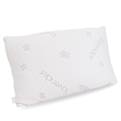 EnjoyFit Kopfkissen | Orthopädisches Nackenstützkissen | Memory Foam Kopfkissen für Seiten- und Rückenschläfer| Lavendel Bezug | Visco Schlafkissen, Nackenkissen | 80x40x15 cm (1 - Pack) Cover