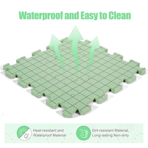 CraftyManor 9 PCS Blocking Mats for Knitting & Crochet Projects, Crochet Blocking Mat with 50 T- Pins, Knitting Board and Pins (Green 9PCS)
