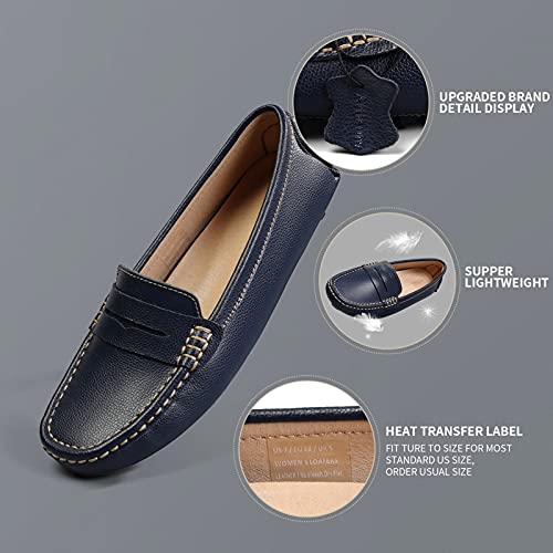 Artisure Women's Classic Handsewn Blue Genuine Leather Penny Loafers Driving Moccasins Casual Boat Shoes Slip On Fashion Office Comfort Flats 8.5 M Us Sks-1221Lan85-1 #TOP3
