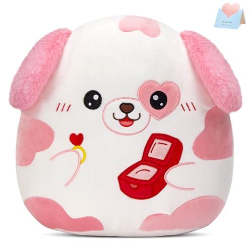 Image of Puppy Dog Plush Stuffed Animals Love Heart Ring Box 12 inch