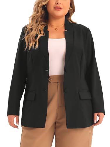 Agnes Orinda Plus Size Business Suit Blazer for Women Button Long Sleeve Office Work Blazer Jacket