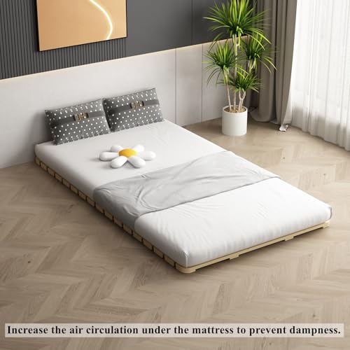 LOBOTOU Breathable Moisture-Proof Bed Plate, Guest Tatami Mat,Wood Roll-Type Slatted Bed Japanese Floor Futon Mattress, Floor Sleep Bedding (Full)