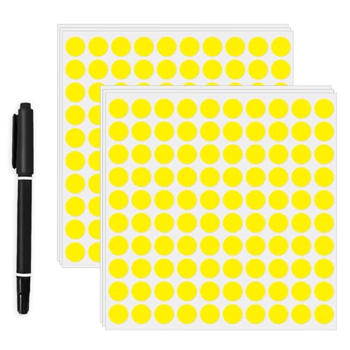 2000 Pcs 3/4" Garage Sale Price Stickers Sheets, Yellow Yard Sale Price Stickers, Round Color Coding Labels, Circle Dot Sticker for Home Decorative, Office, Classroom, Papers Etc