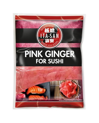 ITA-SAN Jengibre para sushi rosa, Gari Shoga en rodajas encurtido, como acompañamiento para sushi o sashimi, 10 x 1,5 kg