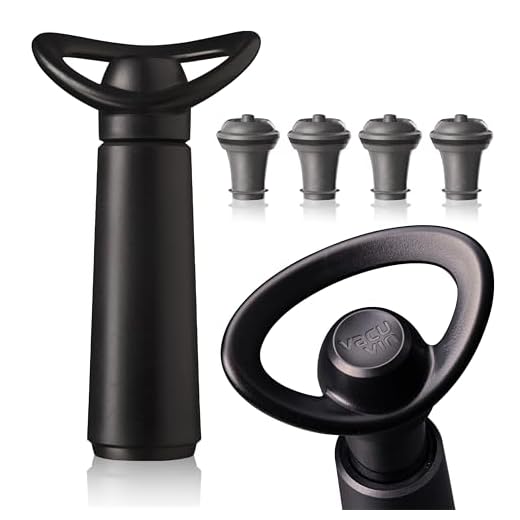 Vacu Vin 09874606 - Bomba de Vació "Concerto" con 4 tapones, Color negro