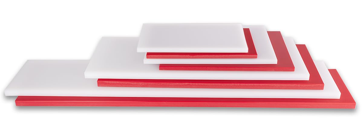 Beeketal Profi Schneidebrett Kunststoff (LDPE), Rutschfest & Messerschonend, Robustes Gastro Küchenbrett, Lebensmittelecht, Verschiedene Größen & Farben (Rot/Weiß) (Weiß, 100x40)