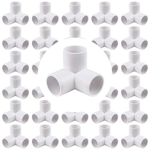Tellyouwin 30Pack 3-Way 1/2 inch PVC Fitting PVC Elbow Fittings PVC Pipe Connectors Build Heavy Duty Furniture Grade for 1/2 inch PVC Pipe (White) Cover