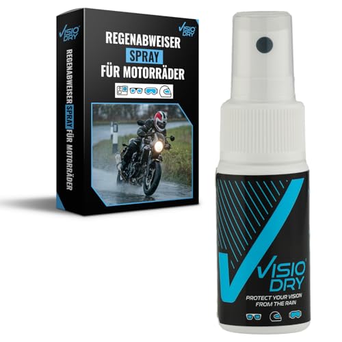 Visiodry Regenabweiser-Spray – Brillen, Skibrillen & Helmvisiere (Moto/Fahrrad) – superhydrophob, klare Sicht bei Regen – ES IST Nicht Visierreiniger Helm – 20 ml – VDP030