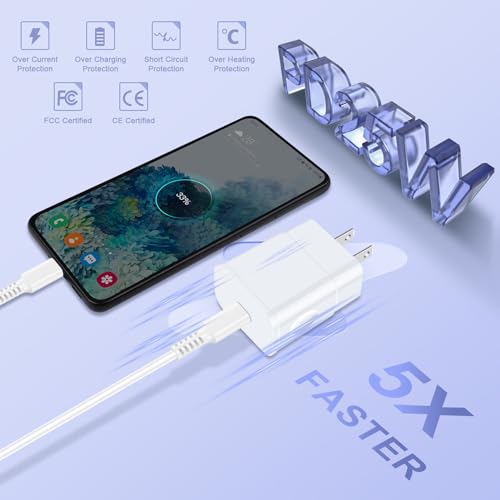 Fast Charger Type C 25W USB C Charger, Phone Wall Charger, 6FT USB C Charger Cord Charging for Samsung Galaxy A15 A55 S24+ Ultra S24 S23 S23+, Google Pixel 8a 8 Pro 7 Pro 7a, Motorola Moto G Power - Thumbnail 5