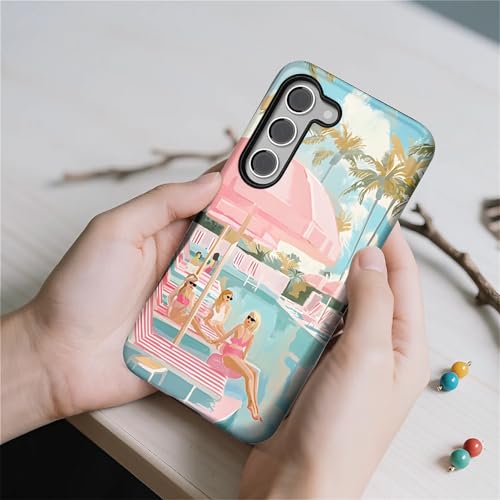 TAMEFOX Case for Samsung Galaxy S23 FE,Anti Drop Scratch Protective Phone Cover Case for Women Girl-Pink Pool Girly Summer Vacation - image 6