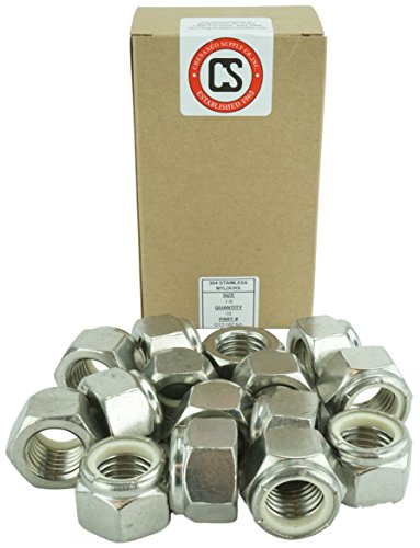 Image of Stainless 1 inch-8 Nylon Insert Hex Nut, 304 Stainless Steel, 15 Pieces (1 inch-8 Nylock)