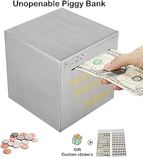 HIZGO Adult Piggy Bank Stainless Steel Safe Money Banks for Adults Savings Real
