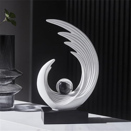 Escultura abstracta decorativa de resina blanca miniatura 6