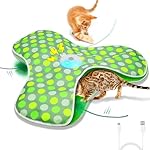 Interactive Cat Toys Rechargeable,Moving Concealed Feathers,Real Mouse Squeaky,Touch Activated Cat Kitten Toy Exercise Toys for Indoor Bored Adult Cats