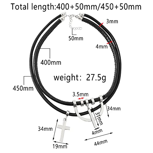 K Anime Tokyo Mitani Cosplay Necklace - Black Layered Leather Chain Creative Decor Comic Choker For Men Boys Acessories, Jewelry Gifts For Manga Fans #TOP1