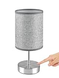 HUGCHG Touch Control Table Lamp, Dimmable Touch Control Bedside Lamp Small Nightstand Lamp with Grey Fabric Shade Bedroom Lamp for Bedroom,Living Room,Office,4W Dimmable Bulb Included