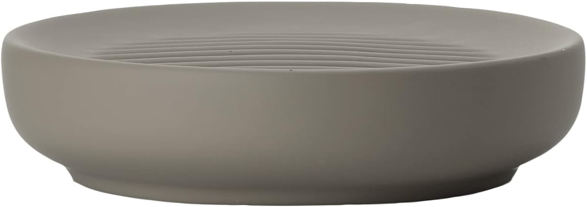 ZONE DENMARK Nova Porcelain Soap Dish with Sophisticated Simplicity Soft Touch Coating - Elevate Your Bathroom Décor, Practical Design, Style and Functionality- (Taupe)