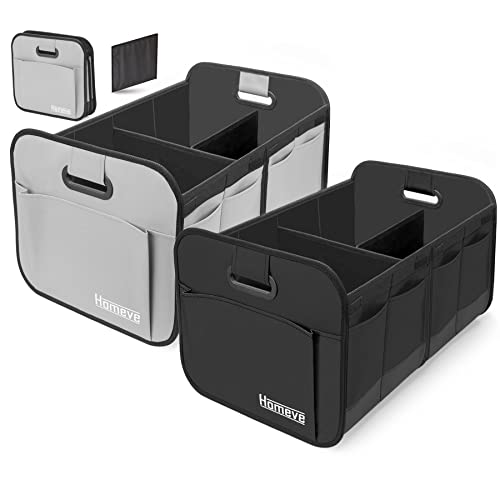 Homeve 2 Pack Foldable Trunk Storage Organizer (Black+Grey)