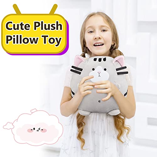 8" Gray Cat Plush Pillow Toy Squishy Kitty Stuffed Animal Plushie Kitty Pillow Cute Kitten Huggable Toy Kawaii Soft Cushion For Girl Kid Children's Day Birthdays Christmas #TOP3
