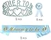 Baby Shower Decoration for Mom To Be And Dad To Be, Premium Metal Blue Tiara + Blue & Gold Sash + Premium Metal Daddy to be Blue & White pin, Maternity Gift for Her and Him
