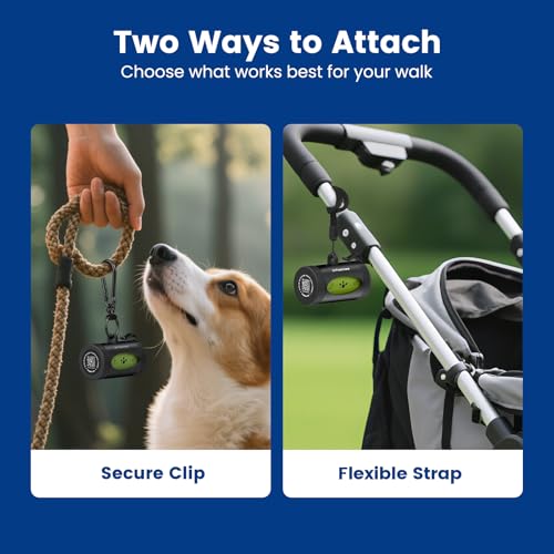 Image of Dog Poop Bags Rolls with Retractable Poop Bag Holder, Leak Proof and Extra Thick Lavender Pet Waste Bags, 1 Dispenser and 105 Bags for Doggy Walking & Cat Litter