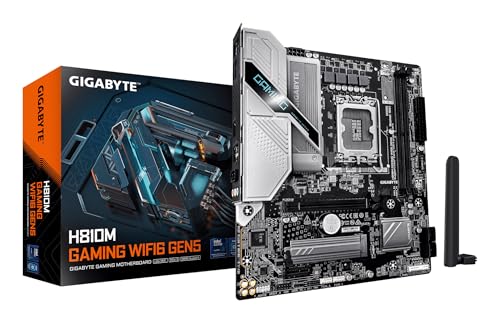 GIGABYTE H810M Gaming WIFI6 GEN5 Carte Mère – Processeurs Intel Core Ultra (Série 2), VRM 4+1+2 Phases, Jusqu’à 6400 MHz DDR5, 1× M.2 PCIe 4.0, Wi-FI 6, LAN 2.5 GbE, USB 3.2 Gen 1