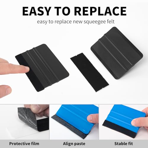 Image of AMZDEPOT Squeegee for Vinyl, 4 Inch, Black and Dark Blue, 2 Pcs