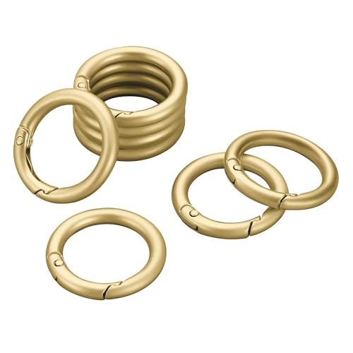 Image of Gkeygo Key Ring Clip, 4 /5 Inch Keychain Rings, 8 Pack Round Carabiner Clip for Keys, Buckle, Bags, Purses - Key Chain Hooks Replacement Keychains Lanyard DIY Crafts - Pearl Gold