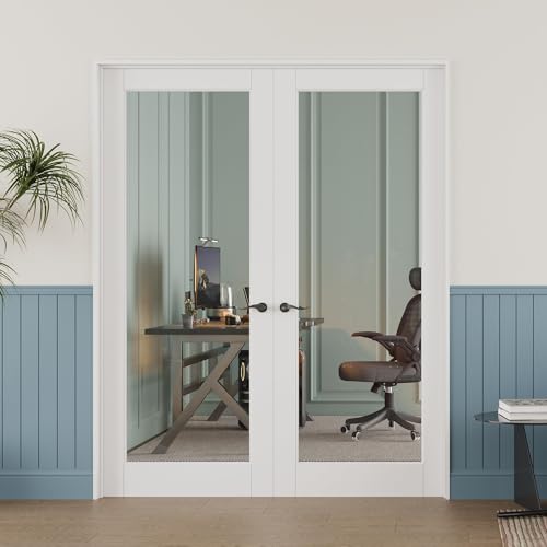 56x80 French Door Interior,1 Lite Clear Glass Doors,Pantry Door,Room Doors