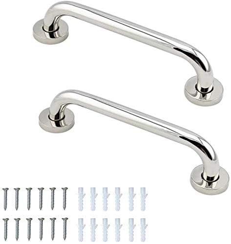 2 Pcs 304 Stainless Steel Bathroom Grab Bar,Safety Support Grab Rails for Showers and Walls,Wall Mount Balance Bar Safety Hand Rail Support for Bathtub,Toilet,Bathroom,Stair Handrail (30cm)