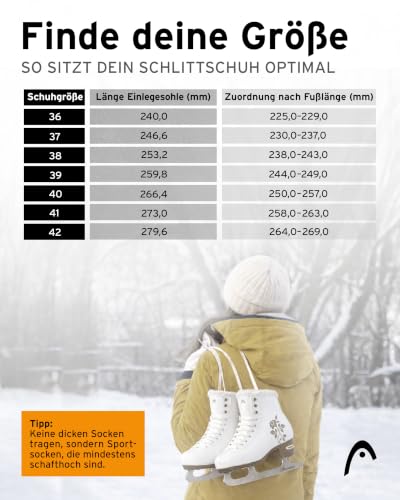 Head Eiskunstlauf Schlittschuhe Opal I Knöchelpolster I Damen Schlittschuhe mit Edelstahlkufe I Floral-Design I ideal für Einsteigerinnen… – Ansicht 5