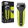 Braun Serie 3 300 Rasoio Elettrico Barba, Wet&Dry, Regolabarba Uomo, Rasoio Barba, 3 Lame Flessibili, Regolabarba Braun, Ricaricabile E Senza Fili, Nero/Verde Elettrico