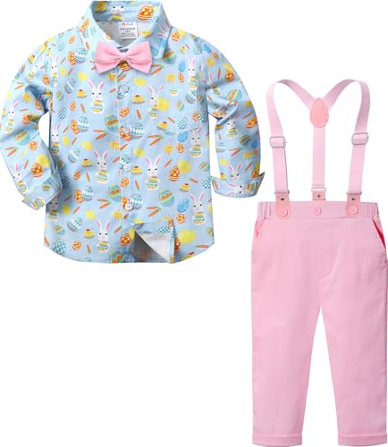 A&J DESIGN Easter Outfit for Boys Toddler Gentleman Baby Bunny Formal Suspender Baby Dress Suit Blue...