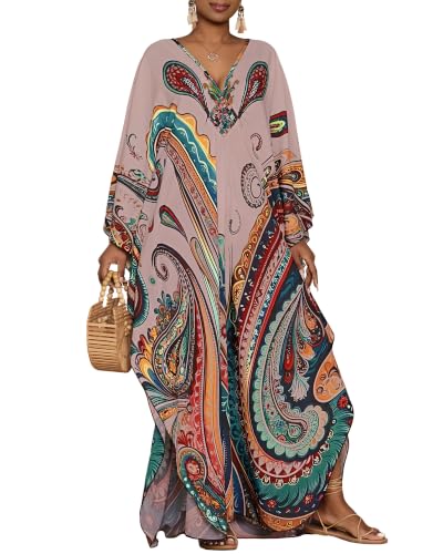 Image of Bsubseach Moo Moos for Women Batwing Sleeve Kaftan Dresses with Pockets