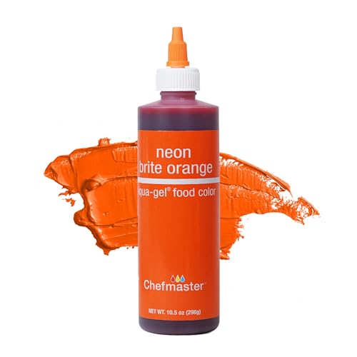 Chefmaster Neon Orange Liqua-Gel® Food Coloring | Vibrant Color | Professional-Grade Dye for Icing, Frosting, Fondant | Baking &amp; Decorating | Fade-Resistant | Easy-to-Use | Made in USA | 10.5 oz