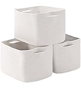 Storage Basket for Organizing | 15"x11"x9.5" Woven Baskets for Storage| Cotton Rope Storage Baske...