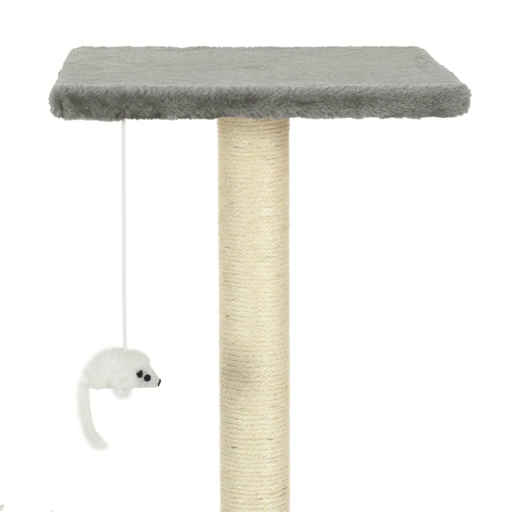 Kratzbaum mit Nest Plattform Höhle 95 cm Katzenbaum mit Spielzeug Anhänger Maus Farbe Grau