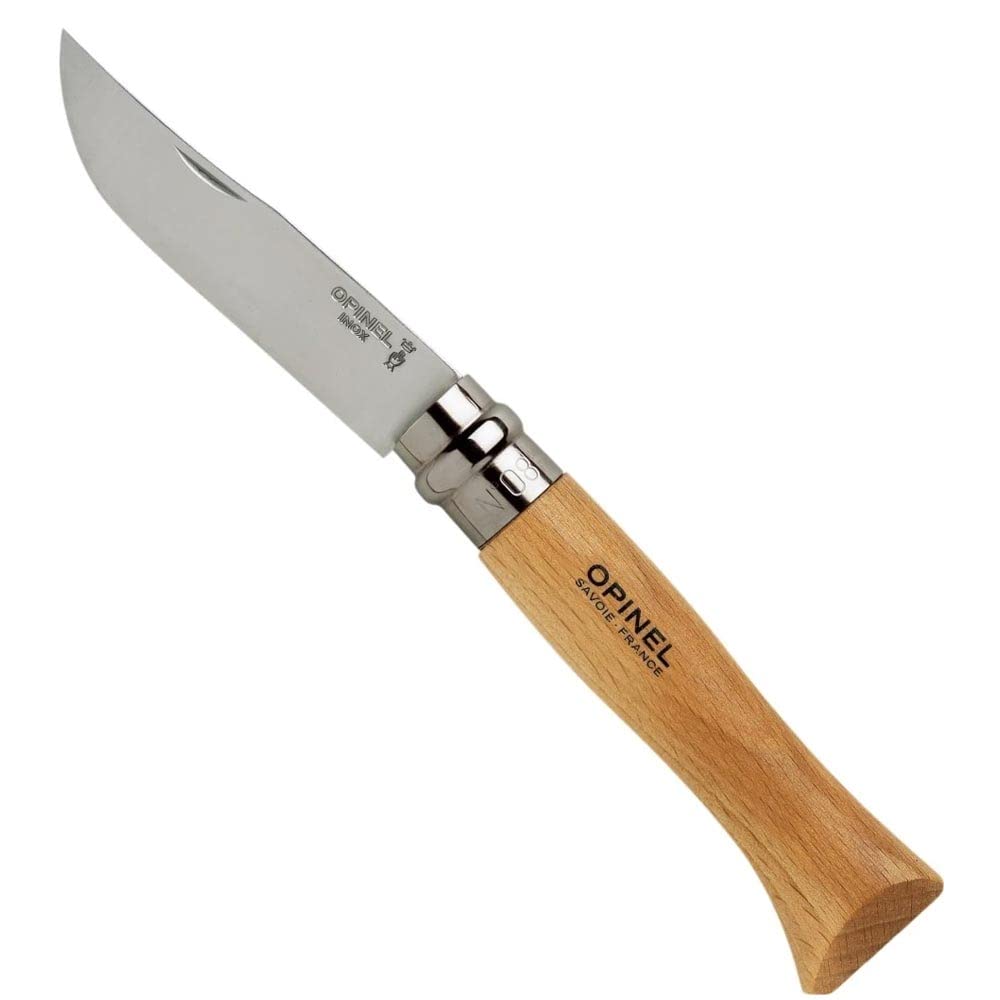 Opinel Inox Kayın Saplı Paslanmaz Çelik Çakı, Unisex, Kahverengi, Nr.8